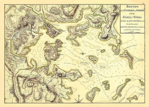 Boston Environs and Harbour - Page 1775 Black Ornate Wood Framed Art Print with Double Matting by Page