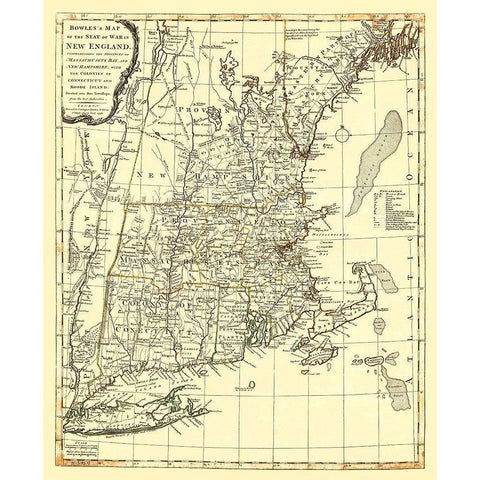 New England Seat of War - Bowles 1776 Black Modern Wood Framed Art Print with Double Matting by Bowles