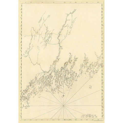 Mosquito Head Spurwink River - Des Barres 1770 Black Modern Wood Framed Art Print by Des Barres