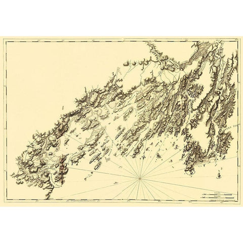 Salter Island to Portland Head - Des Barres 1770 Black Modern Wood Framed Art Print with Double Matting by Des Barres