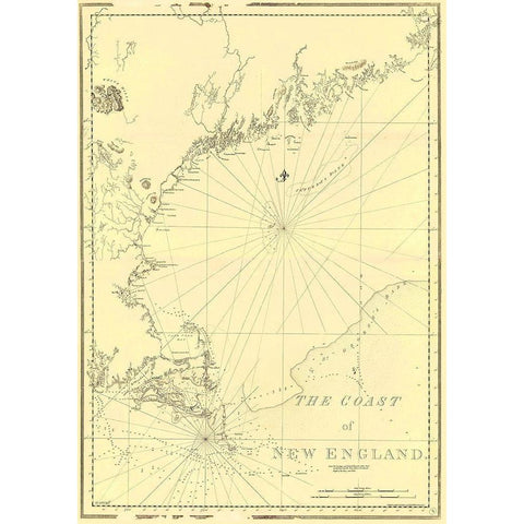 Coast of New England - Des Barres 1776 Black Modern Wood Framed Art Print by Des Barres