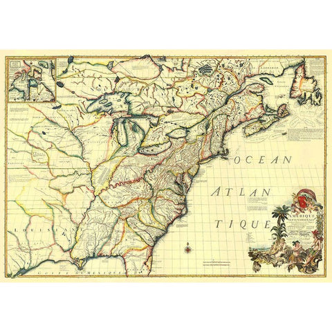 America Septentrionale - Le Rouge 1777 Black Modern Wood Framed Art Print with Double Matting by Le Rouge