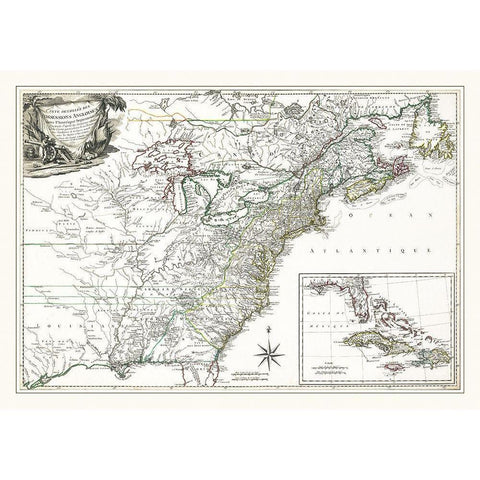 English Possessions in North America - 1763 Black Modern Wood Framed Art Print by Unknown