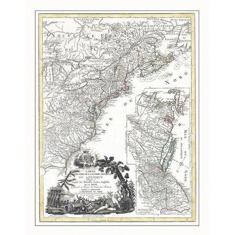 Seat of War in America - 1779 Black Modern Wood Framed Art Print by Basset