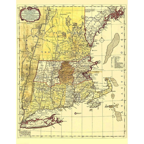 Inhabited Part of New England - Bowles 1771 White Modern Wood Framed Art Print by Bowles
