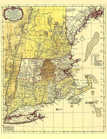 Inhabited Part of New England - Bowles 1771 Black Ornate Wood Framed Art Print with Double Matting by Bowles