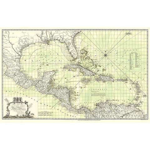 Chart of West Indies - Speer 1774 Black Modern Wood Framed Art Print by Speer