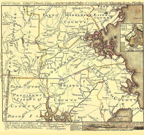 Seat of Civil War in America - Hancock 1775 Black Ornate Wood Framed Art Print with Double Matting by Hancock
