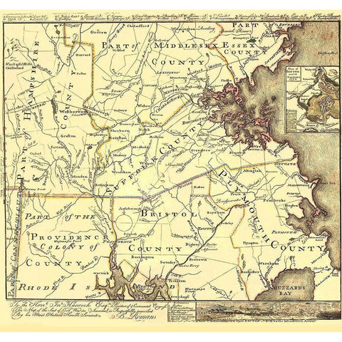 Seat of Civil War in America - Hancock 1775 Black Modern Wood Framed Art Print by Hancock