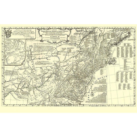 British Colonies in North America - Pownall 1776 White Modern Wood Framed Art Print by Pownall