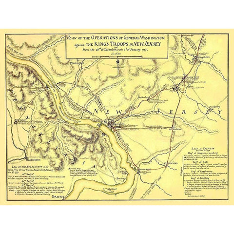 General Washington Operations - Faden 1777 Black Modern Wood Framed Art Print by Faden