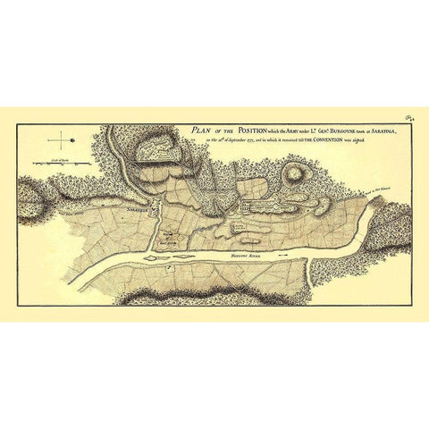 Position Burgoyne Took at Saratoga -  1777 Gold Ornate Wood Framed Art Print with Double Matting by Unknown