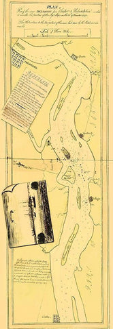 River Delaware Position Majestys Ships Nov 15 1777 Black Ornate Wood Framed Art Print with Double Matting by Hunter