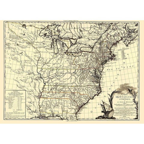 United States Course of Mississippi Gold Ornate Wood Framed Art Print with Double Matting by Brion de la Tour