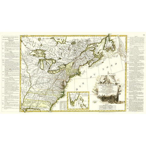 United States of America - Lattre 1784 Gold Ornate Wood Framed Art Print with Double Matting by Lattre