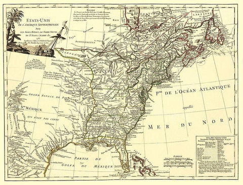 United States with Royal Isles of Newfoundland Black Ornate Wood Framed Art Print with Double Matting by Unknown