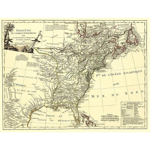 United States with Royal Isles of Newfoundland Black Modern Wood Framed Art Print by Unknown
