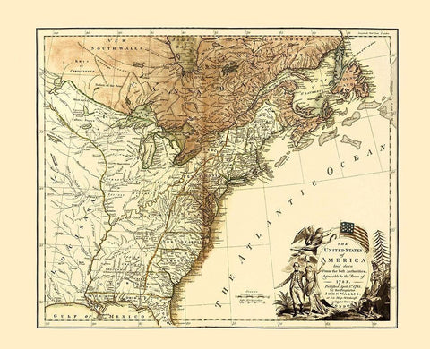 United States of America - Wallis 1783 Black Ornate Wood Framed Art Print with Double Matting by Wallis
