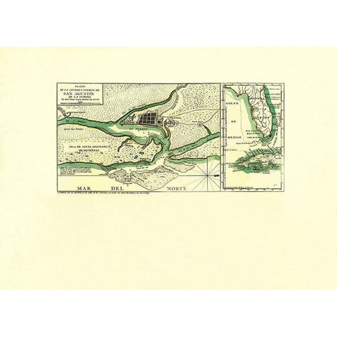 Port of St Augustine in Florida - Lopez 1783 White Modern Wood Framed Art Print by Lopez