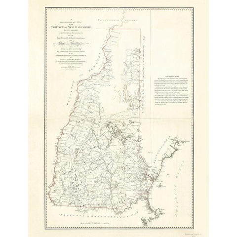 Province of New Hampshire - Holland 1784 Black Modern Wood Framed Art Print with Double Matting by Holland
