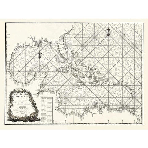 Caribbean Mexico - 1787 Black Modern Wood Framed Art Print with Double Matting by Unknown