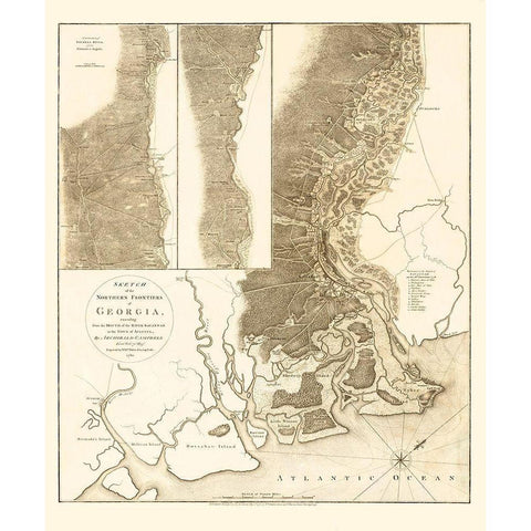 Northern Frontiers of Georgia - Campbell 1780 Gold Ornate Wood Framed Art Print with Double Matting by Campbell