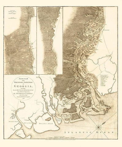 Northern Frontiers of Georgia - Campbell 1780 Black Ornate Wood Framed Art Print with Double Matting by Campbell