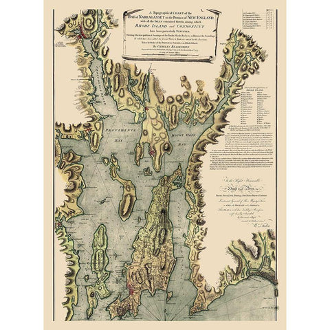 Narragansett Bay - Blaskowitz 1777 Black Modern Wood Framed Art Print with Double Matting by Blaskowitz