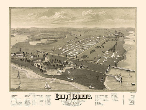 Camp Wetmore Rhode Island - Pauls 1885  Black Ornate Wood Framed Art Print with Double Matting by Pauls