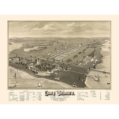 Camp Wetmore Rhode Island - Pauls 1885  White Modern Wood Framed Art Print by Pauls