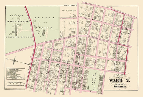 Providence, Ward 2 Rhode Island Landowner Black Ornate Wood Framed Art Print with Double Matting by Hopkins