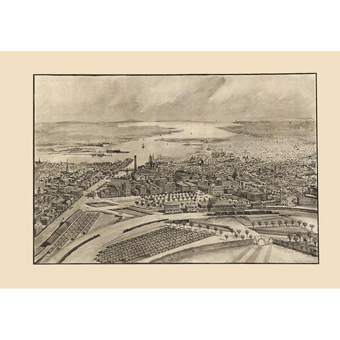 Providence Rhode Island - Mason 1896 Black Modern Wood Framed Art Print with Double Matting by Mason