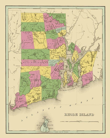 Rhode Island - Strong 1841 Black Ornate Wood Framed Art Print with Double Matting by Strong