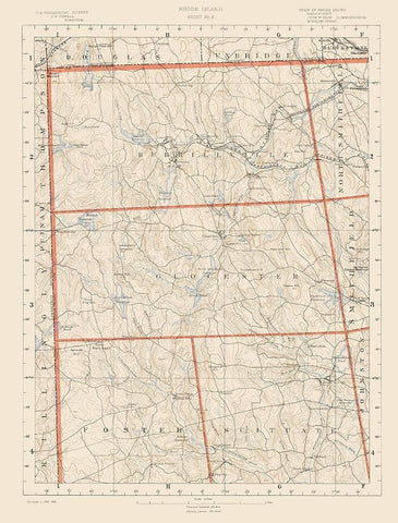 Rhode Island 2 of 10 Sheet - USGS 1891 White Modern Wood Framed Art Print with Double Matting by USGS