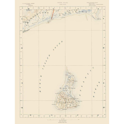 Rhode Island 10 of 10 Sheet - USGS 1891 Black Modern Wood Framed Art Print with Double Matting by USGS