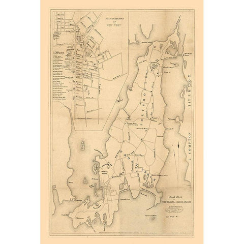 Rhode Island - Hammett 1849  Black Modern Wood Framed Art Print by Hammett