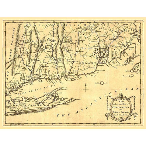 Rhode Island -1780 Black Modern Wood Framed Art Print with Double Matting by Unknown