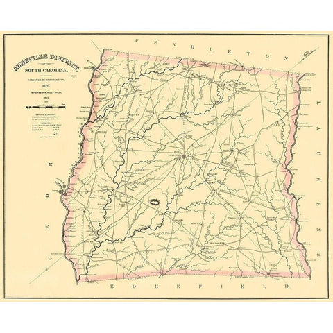 Abbeville South Carolina Landowner - Mills 1825 Black Modern Wood Framed Art Print by Mills