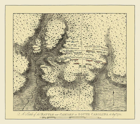 Camden South Carolina - Des Barres 1780  White Modern Wood Framed Art Print with Double Matting by Des Barres