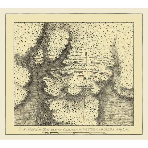 Camden South Carolina - Des Barres 1780  White Modern Wood Framed Art Print by Des Barres
