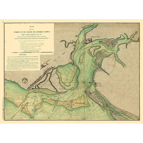 Charleston South Carolina - Sartine 1778  Black Modern Wood Framed Art Print with Double Matting by Sartine