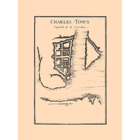 Charles Town South Carolina -1780 Black Modern Wood Framed Art Print by Unknown