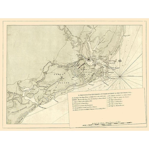 Charles Town South Carolina -Sproule 1780  Black Modern Wood Framed Art Print by Sproule