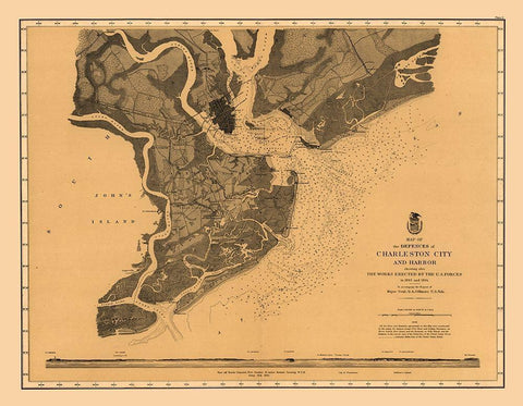 Charleston Defenses - US Army 1860  White Modern Wood Framed Art Print with Double Matting by US Army
