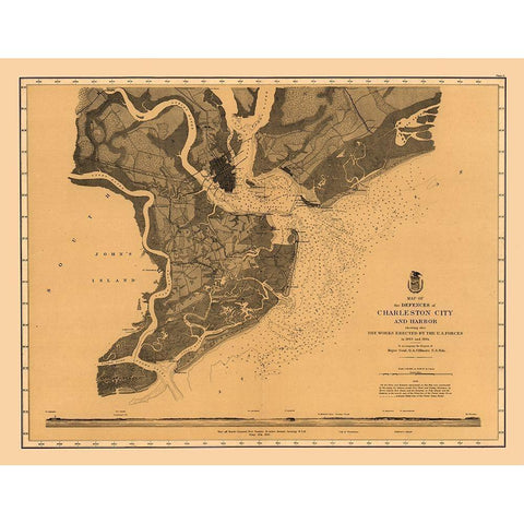 Charleston Defenses - US Army 1860  White Modern Wood Framed Art Print by US Army