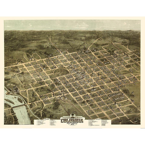 Columbia South Carolina - Drie 1872  White Modern Wood Framed Art Print by Drie