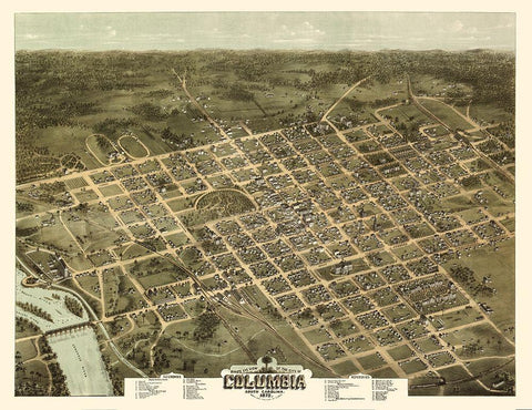 Columbia South Carolina - Drie 1872  Black Ornate Wood Framed Art Print with Double Matting by Drie