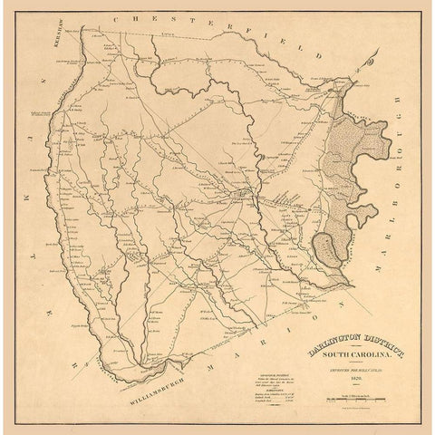 Darlington County South Carolina - Tanner 1825  White Modern Wood Framed Art Print by Tanner