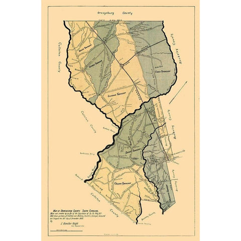 Dorchester County South Carolina - Knight 1900  White Modern Wood Framed Art Print by Knight