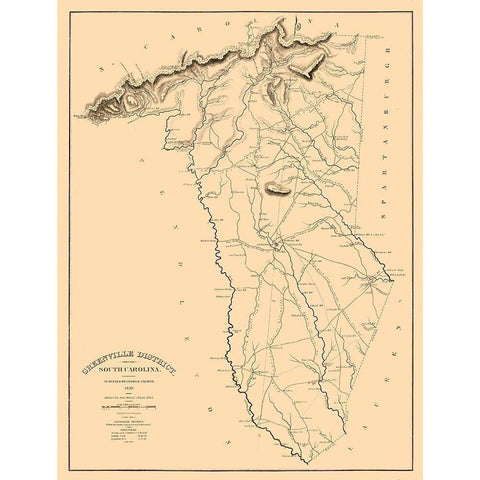 Greenville County South Carolina - Salmon 1825  Gold Ornate Wood Framed Art Print with Double Matting by Salmon